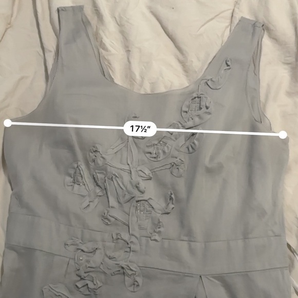 Ann Taylor LOFT Gray Cotton Sheath Dress Floral Applique With Beads Size 10 - Picture 14 of 15